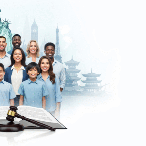 Imagen generada con Gemini de distintas personas inmigrantes bajo los servicios de Jorge Pérez Oliva, abogado de extranjería en España